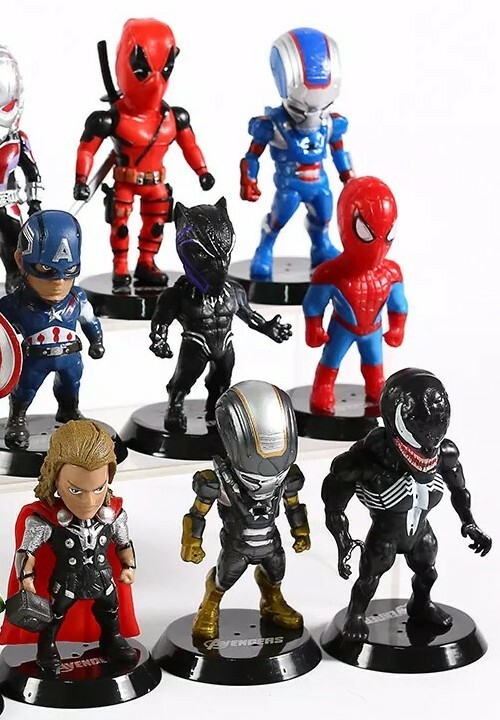 Lot 6 Figurines Avengers – Spiderman, Thor, Hulk, Thanos, Black Panther – 8/10 Cm