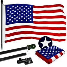 G128 - 6Ft Tangle Free Black Aluminum Flagpole Flag Included USA Emb 3x5ft BG