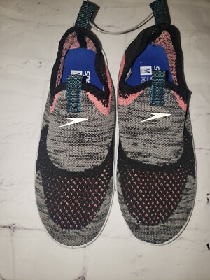 SPEEDO Size Youth M 2-3 Girls Surf Strider Water Shoes Heather Gray Pink Black