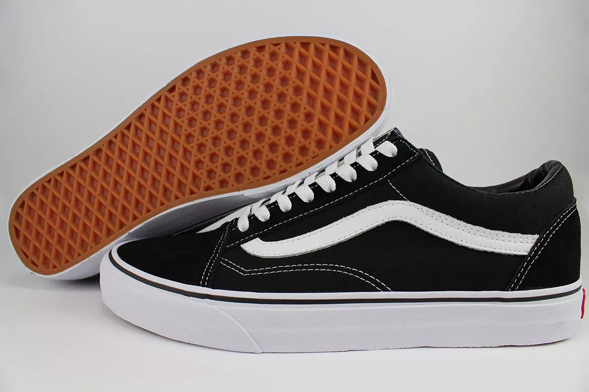 VANS OLD SKOOL BLACK WHITE LOW SUEDE CANVAS CLASSIC SKATE SK8 US