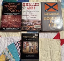 4 General Robert E. Lee Civil War Books Terrible Swift Sword, Memoirs, Seven Day