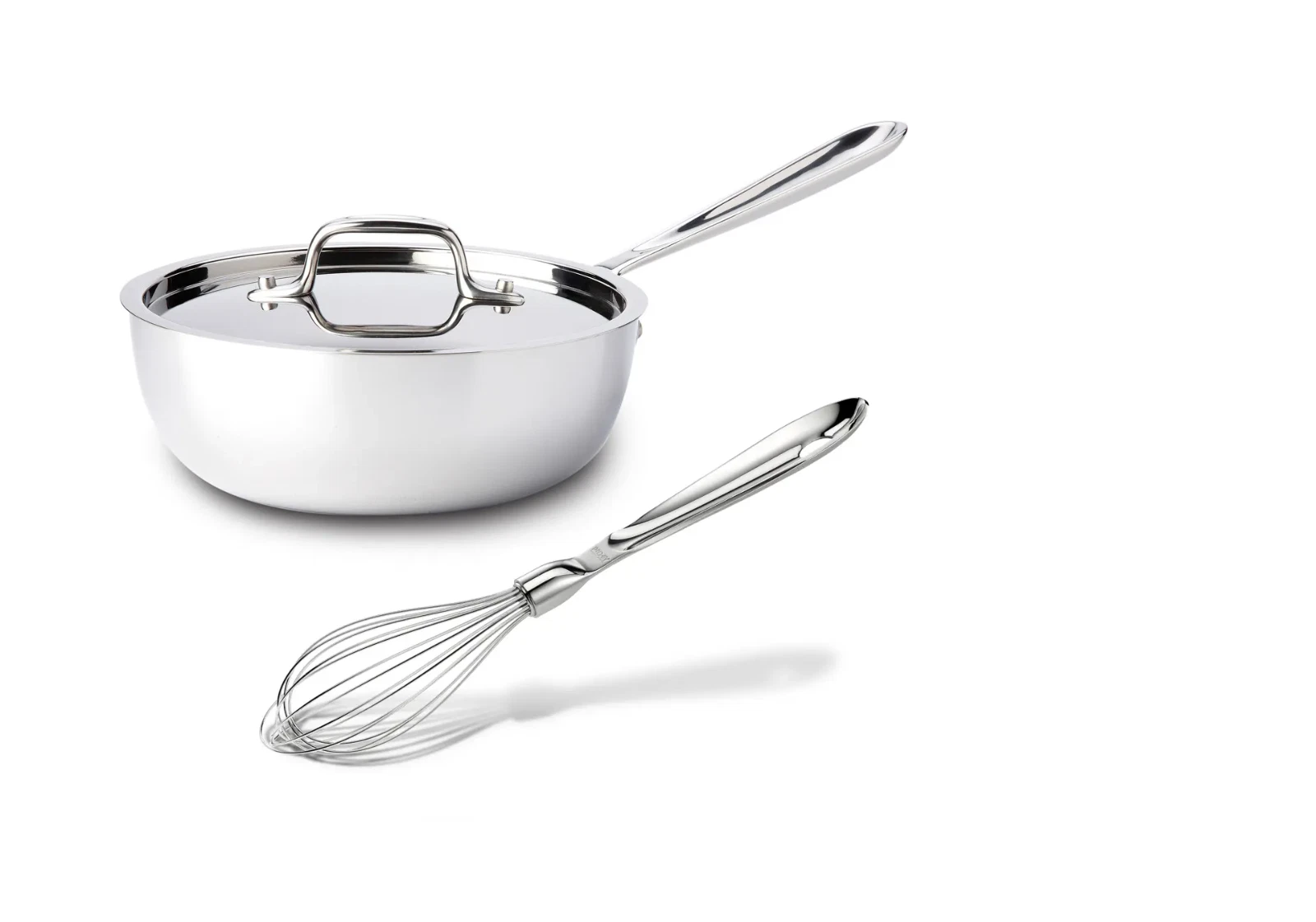 All-Clad d3 Stainless-Steel 2-qt Saucier with lid and whisk (Dent)