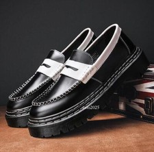 Men's Casual Fashion Pump British Creeper Fall Round Toe Pull On Platform Shoes