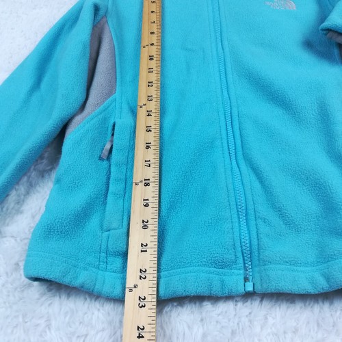 The North Face Girls Fleece Jacket Aqua Blue Gray Colorblock Zip Long Sleeve XL - Picture 10 of 14