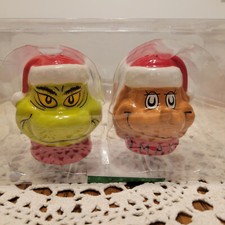 The Grinch  Max Ceramic Salt  Pepper Shakers by Sleigh Bell Bistro 3" New