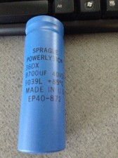 Sprague Powerlytic Capacitor 8700uF 40VDC 36DX 9039L +85 C EP40-872 MADE IN USA