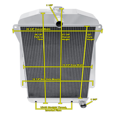 Rel 3 Row Radiator Chevy Config,16'' Fan,Shroud-40 41 Chevy Special Deluxe V8Conv