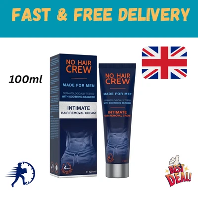 NO HAIR CREW Intimate Hair Removal Cream for Men Extra Gentle & Fast. 100ml