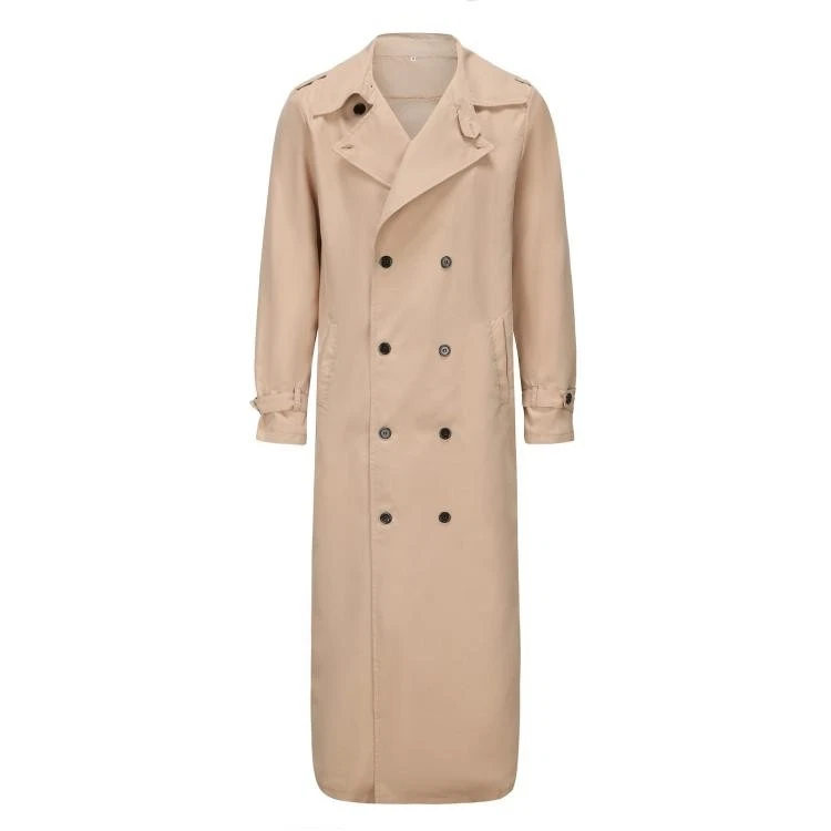 Men's Long Trench Coat S-XXXL Casual Jacket Double-Breasted Belted - Image 4 of 4