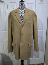 Men's Banana Republic Tan 100 Soft Cotton Lined Single Breast Coat Size Large