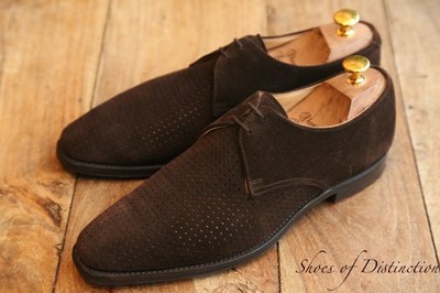 Crockett & Jones Brown Suede Perforated Derby Shoes Mens UK 7 E US 8 EU 41