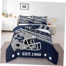 3D Cool Sports Comforter Set for Boys Kids Adults Gridiron King Navy Blue