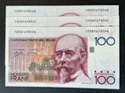 Belgium - Magnificent series 6x Billet 100 Francs Type Beyaert - Consecutive ...