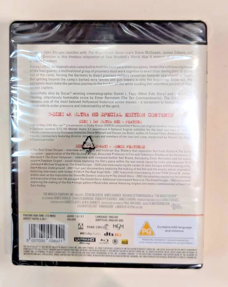 4K UHD BLU-RAY THE GREAT ESCAPE ARROW FILMS NEW SEALED UK STOCK - Image 2 of 2