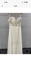 700 Ivory Chiffon  Beaded A Line Wedding Dress size 16 with defects