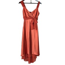 Davids Bridal Size 6 Rustic Orange Satin High-Low Bridesmaids or Formal Dress