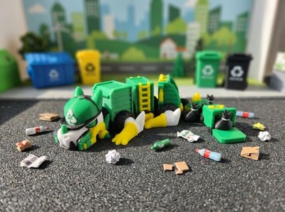 Articulated Garbage Truck Dragon Figure 3D Printed Mini Fidget Toy 7-inch