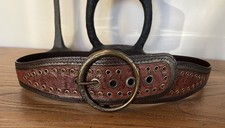 Chico  s Vintage Brass Buckle  Rivets Botanical Tooled Design Size 34"-38"