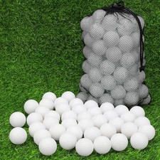 Practice Golf Balls 150 Pack 42mm Plastic Training with Drawstring Bag White