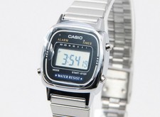 Casio LA670WA-1 Women s Digital Vintage Silver Tone Steel Watch Black Dial New