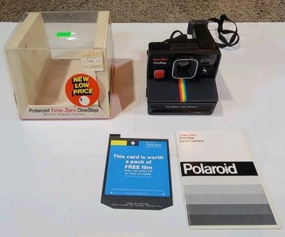 Polaroid Time-Zero OneStep Land Camera Rainbow Black With Box And Instructions 