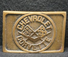XB19138 VINTAGE 1970s CHEVROLET CORVETTE AUTOMOTIVE ADVERTISEMENT BELT BUCKLE