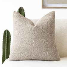 Decorative Boucle Throw Pillow Covers Accent Solid Pillow Cases Cozy Soft Tex...