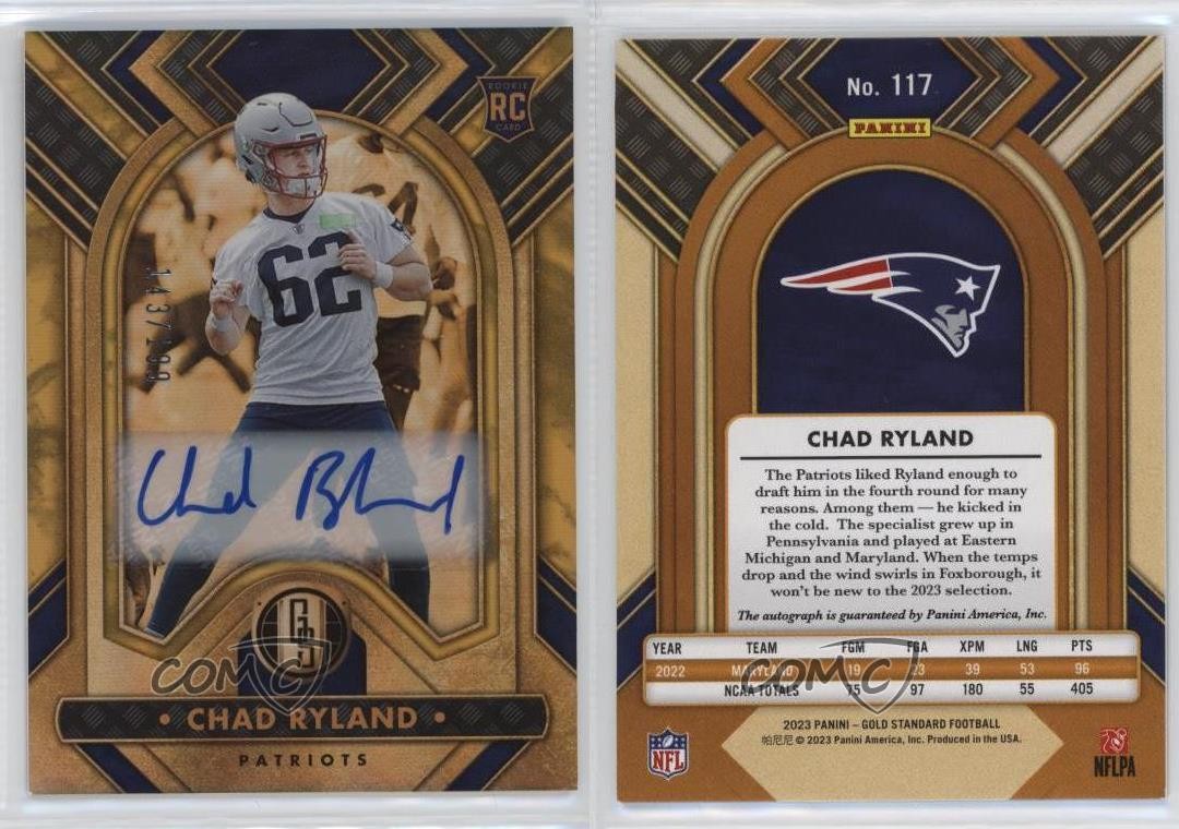 2023 Panini Gold Standard Rookies 143/199 Chad Ryland #117 Rookie Auto RC j8o
