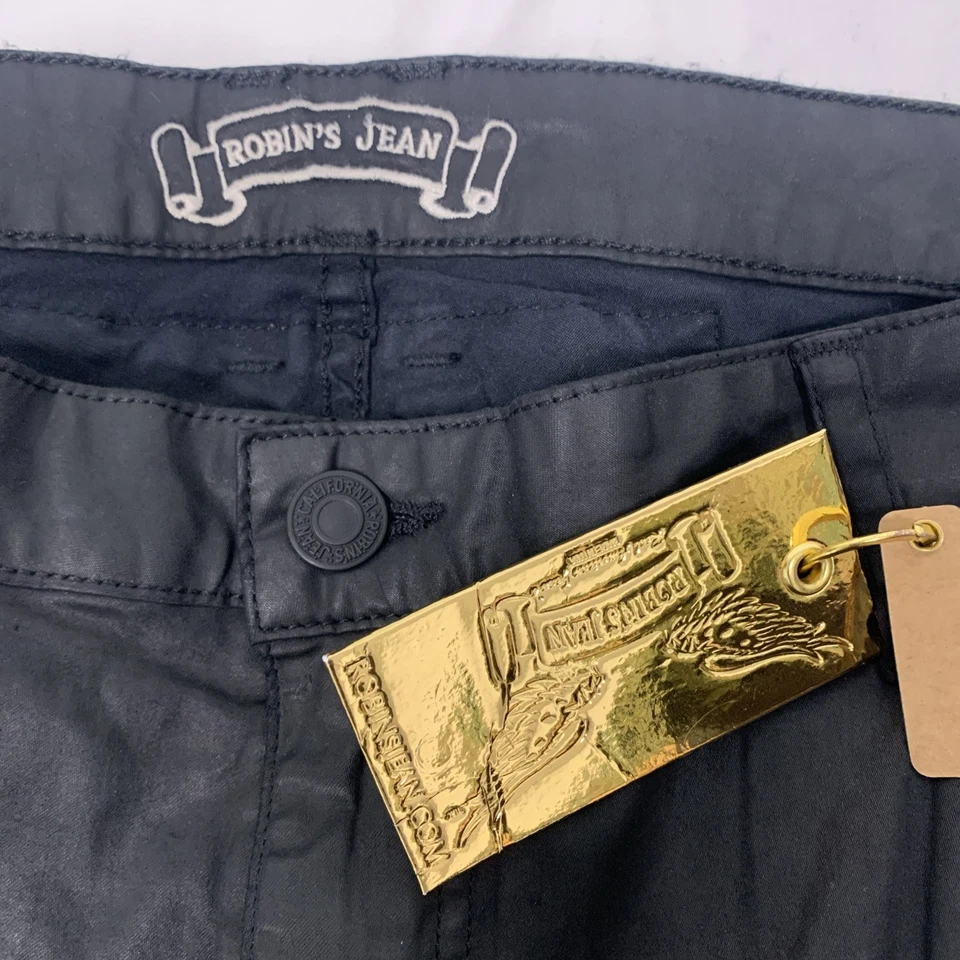 Jeans Robin's Jean Y2k Hombres 42 Negro Blanco Bordado Pierna Cremallera Etiqueta Dorada $400 Foto 3 de 4