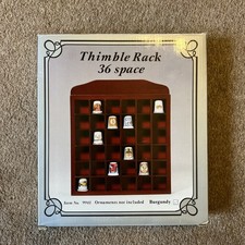 NEW Wooden Rectangle Display Case Rack Holder Wall Shelf Thimble Holds 36