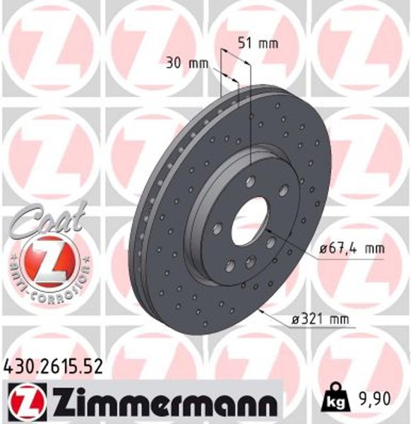 2X Bremsscheibe Sport Z Zimmermann 430.2615.52 FüR Opel Insignia J61 Chevrolet-image