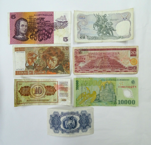 Lot of 7 Foreign Banknotes World Currency Various Countries - Picture 17 of 18