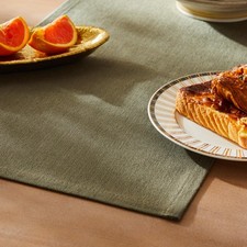 Rustic Cotton Linen Table Runner, 13x72 Inches Olive, Farmhouse Style Green T...