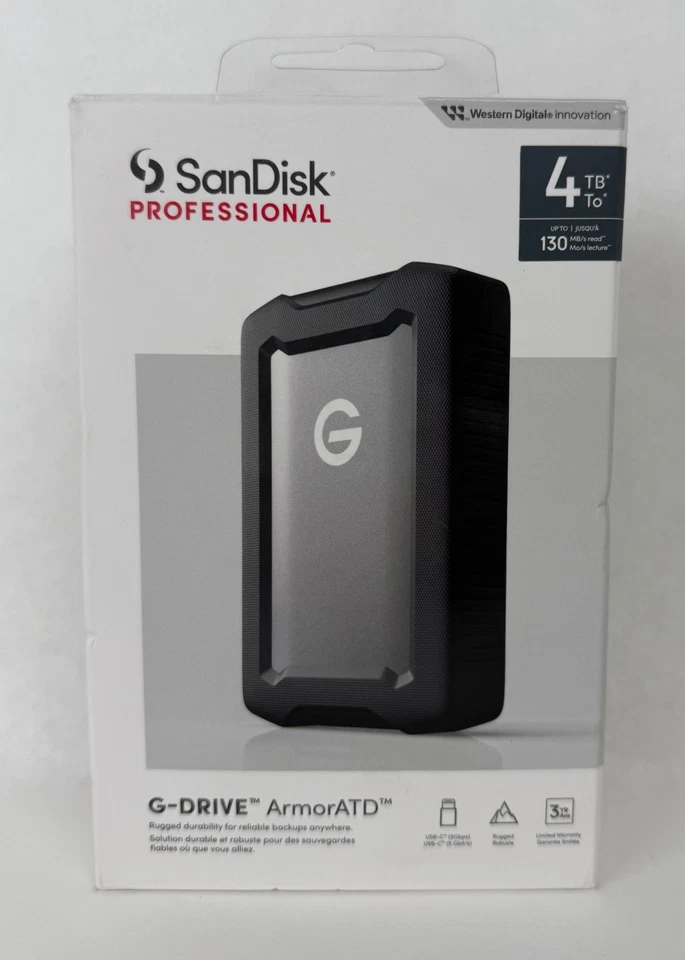 SanDisk Professional G-DRIVE 4TB External USB-C Portable Hard Drive - Black - OB - Image 2 of 3