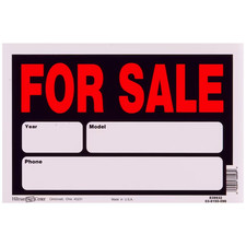 Plastic Auto for Sale Sign - 8 in. x 12 in. Durable, Weatherproof, Easy to Read