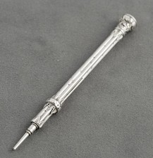 Antique Victorian Sterling Silver Mechanical Propelling Pencil With Citrine Cap