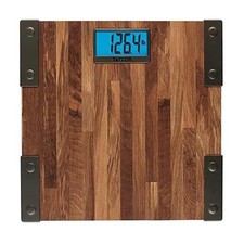 Taylor Digital Bathroom Scale - 440 lb Capacity, Blue LCD, Farmhouse Brown