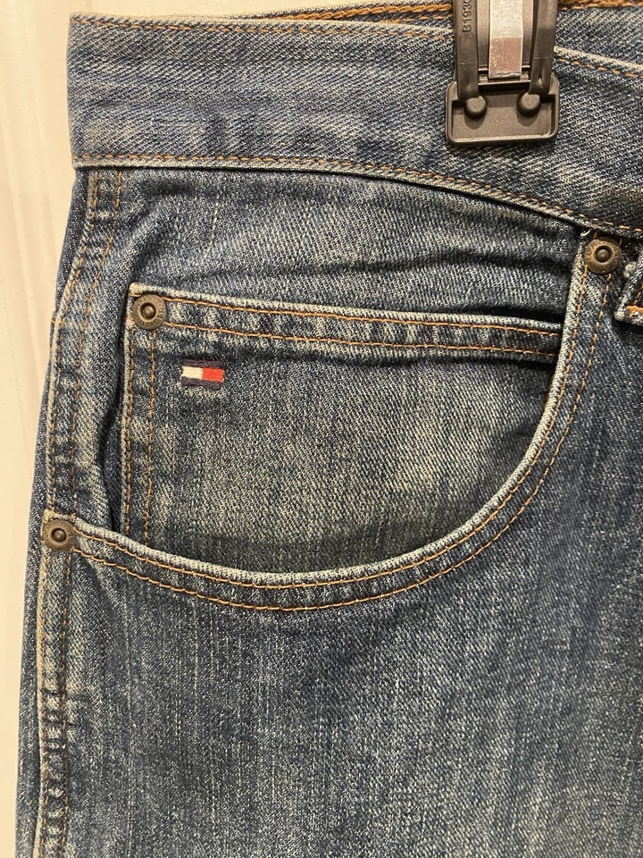 Pantalones Cortos Tommy Hilfiger Para Hombre Azul Jeans Años 90 Sueltos Talla 36 Foto 2 de 4