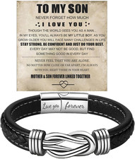 To My Son Infinity Knot Bracelet from Mom, Forever Linked Together Stainless