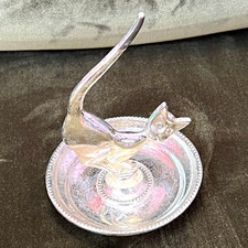 Silver Plated Cat Ring Holder and Jewellery Tray,  Made in England