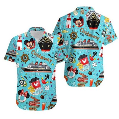 Mouse Diving Hawaiian Shirt, Castaway Cay Cruise Trip Aloha Shirt