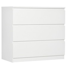 HOMCOM Chest of Drawers, 3 Drawer Storage Cabinet Unit for Bedroom, White