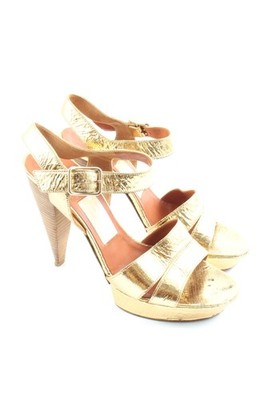 LANVIN High Heel Sandaletten Damen Sandaletten Gr. DE 38 goldfarben Casual-Look