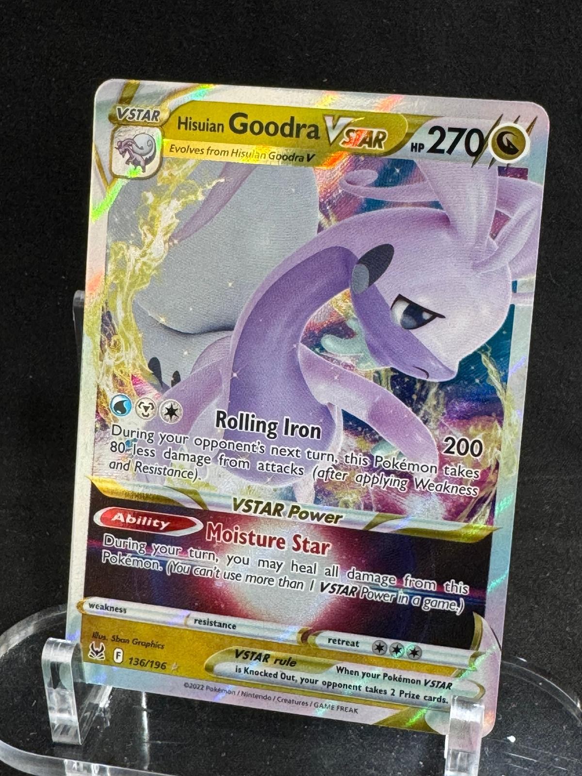 Hisuian Goodra VSTAR 136/196 Holo VSTAR Rare Lost Origin Pokemon Holo Near Mint