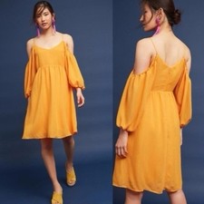 Anthropologie Moulinette Soeurs Carina Open Shoulder Dress S  Mango Cold