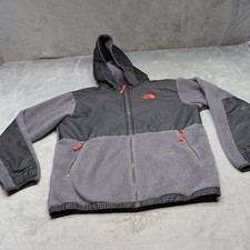 North Face Jacket Boys XL 18/20 Grey Denali Fleece Grid Polartec Full Zip Winter