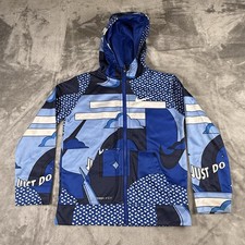 Nike Boys Jacket Size Large Blue AOP Zip Up Pockets Hood