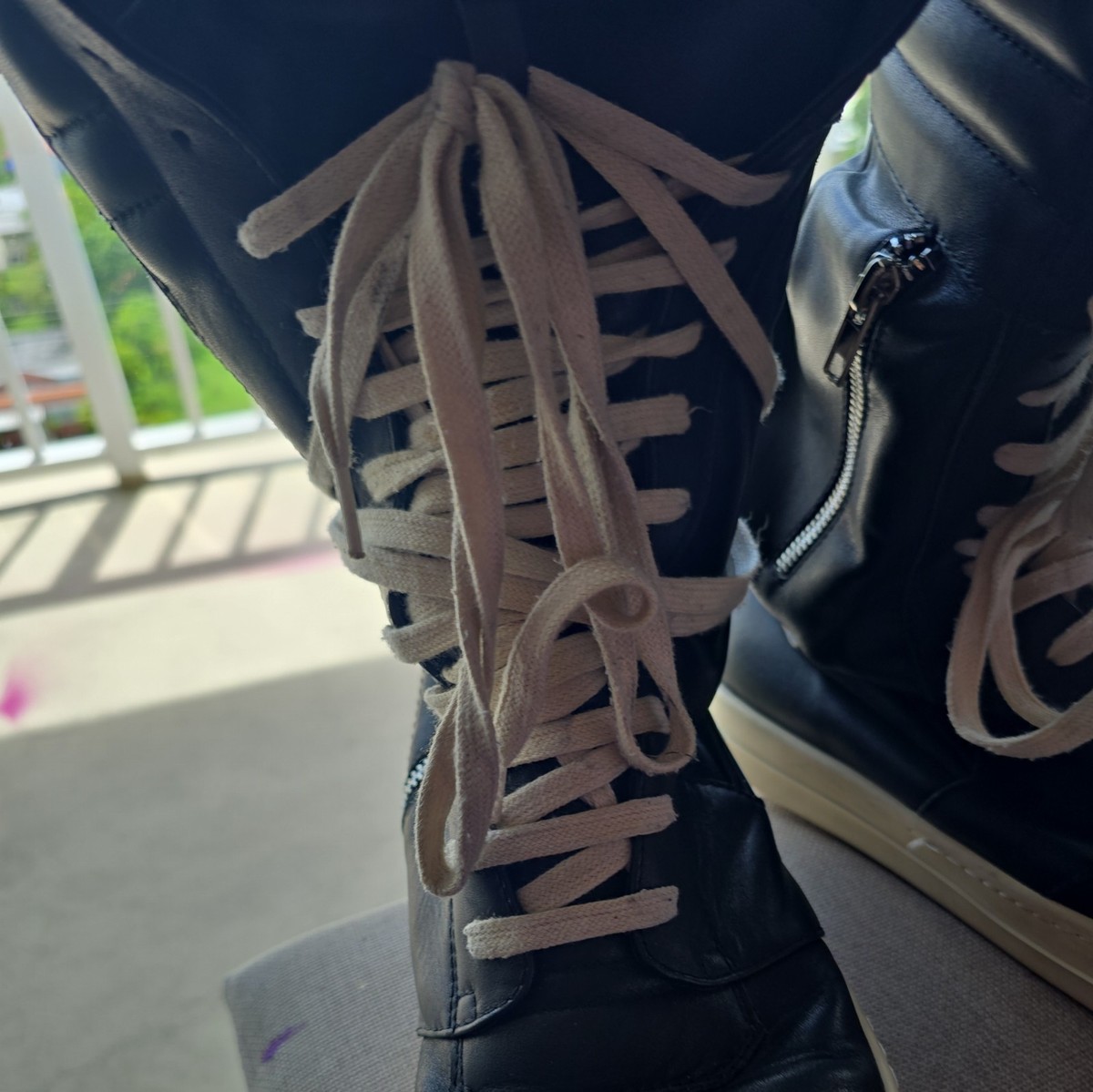 Rick Owens 22420 47 Women Size 44 Dark Brown Leather Lace Up Low