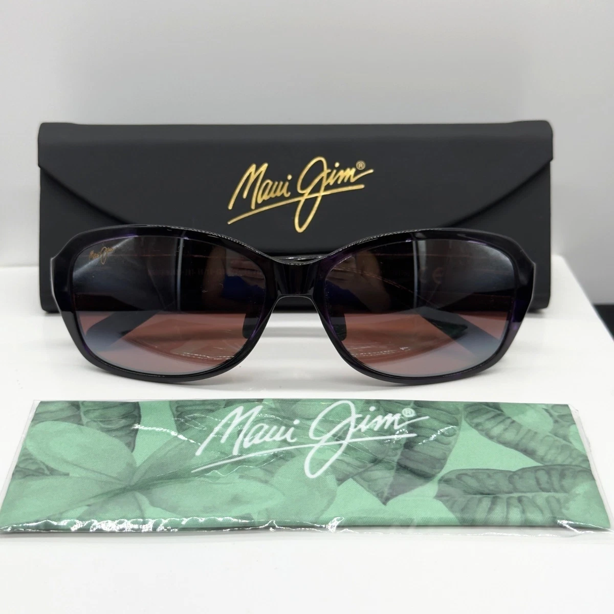 Maui Jim MJ-123-11 Sunglasses Purple Black Oval Wrap Vintage Sport with Case Purple Women main image 2