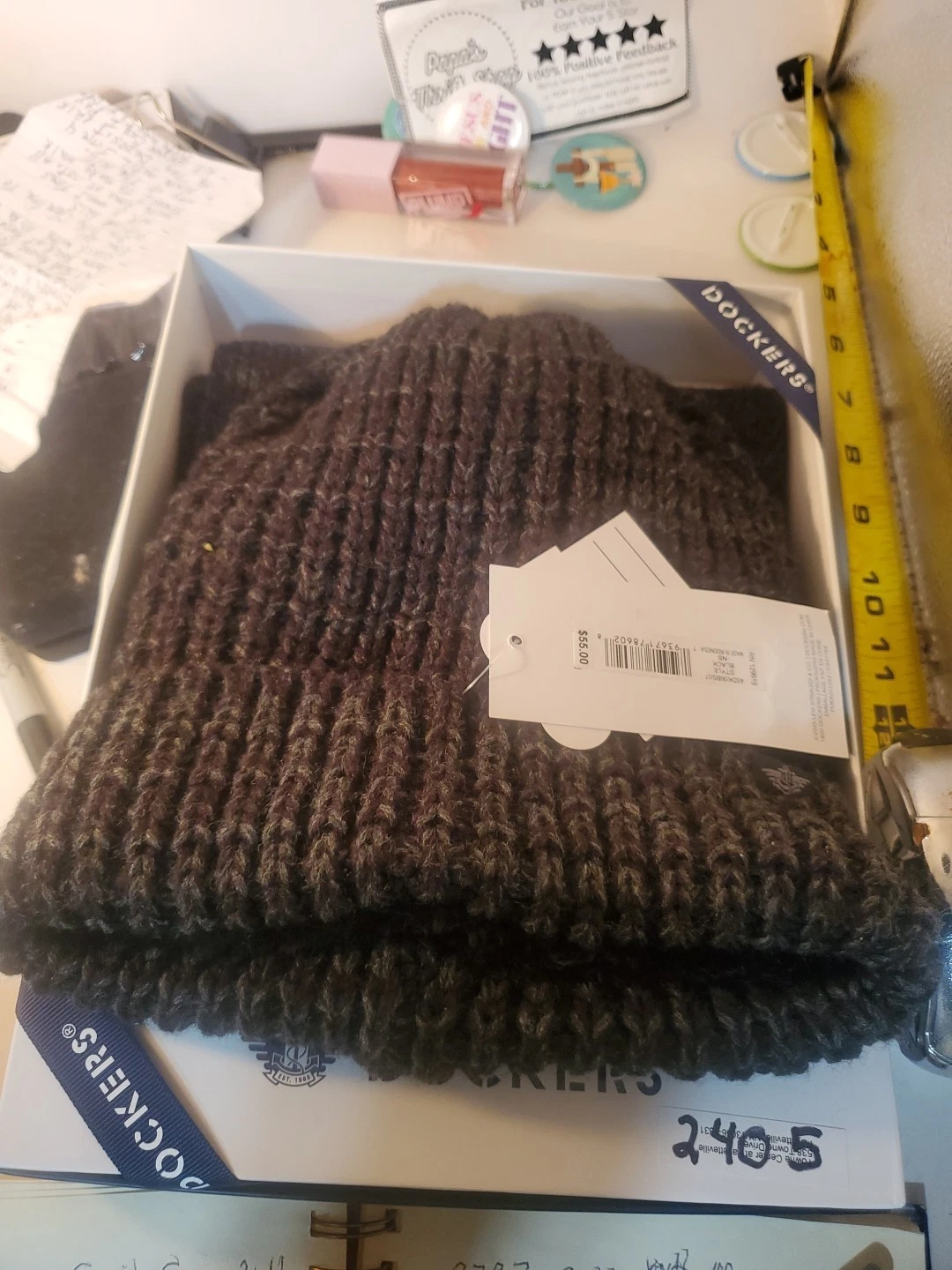Men's Dockers® 2-pc. Heathered Black Beanie & Scarf Gift Set